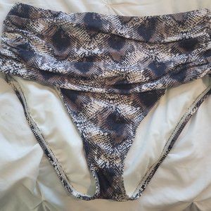 Bleu Rod Beattie Snakeskin Shirred High Waist Swim Bottom